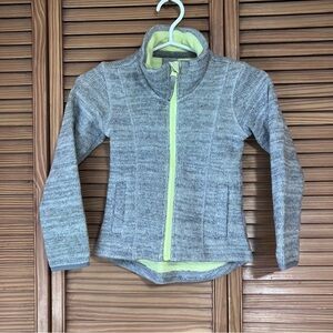 Bench Soft Marl Grey/Neon Lime Wool Knit Zip-Up Sweater Toddler-Size 3/4
